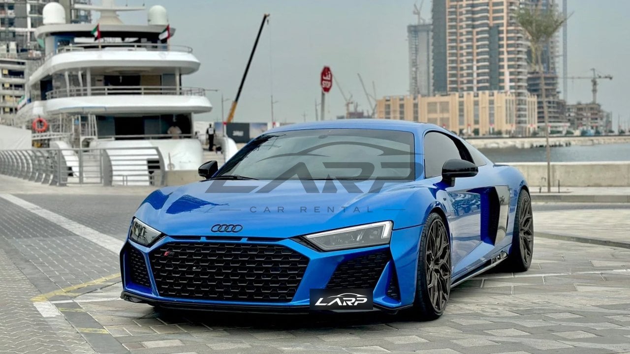 Audi R8 V10 2021 in Ara Blue — Dubai
